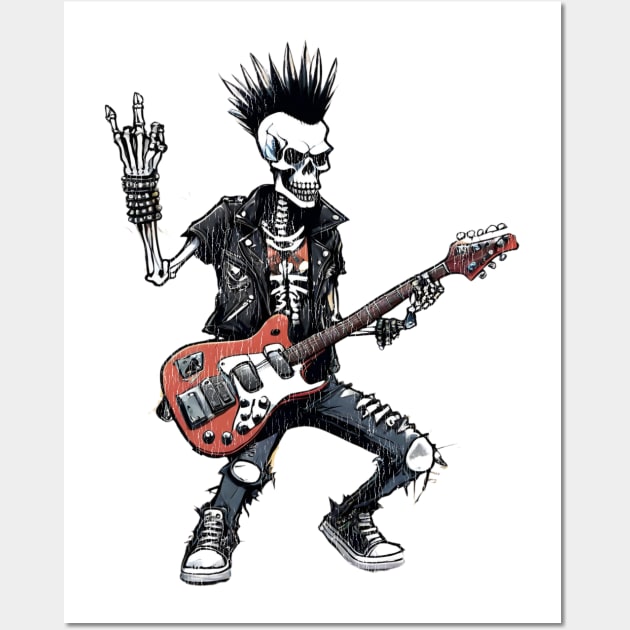 Vibrant punk rock graphic design with guitars | Premium Vector